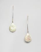 Asos Design Pull Through Earrings With Faux Freshwater Pearls In Gold - Gold