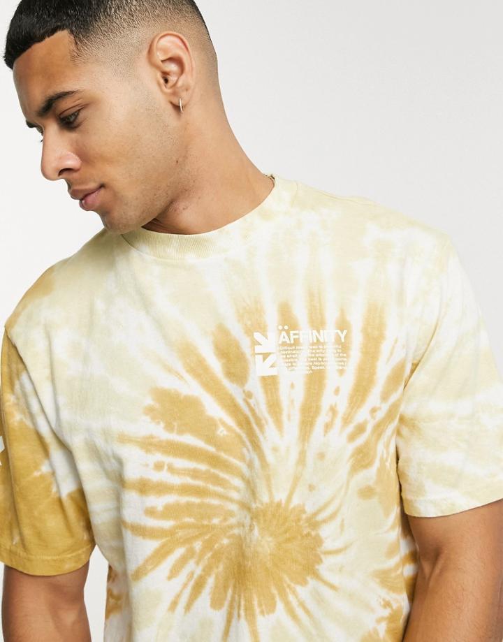 River Island Tie Dye Slim Fit T-shirt In Yellow