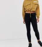 River Island Molly Skinny Jeans With Raw Hem In Washed Black - Black