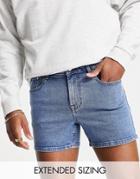 Asos Design Skinny Denim Shorts With Dark Blue Wash In Shorter Length