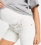 Topshop Maternity Ecru Long Line Denim Shorts-white