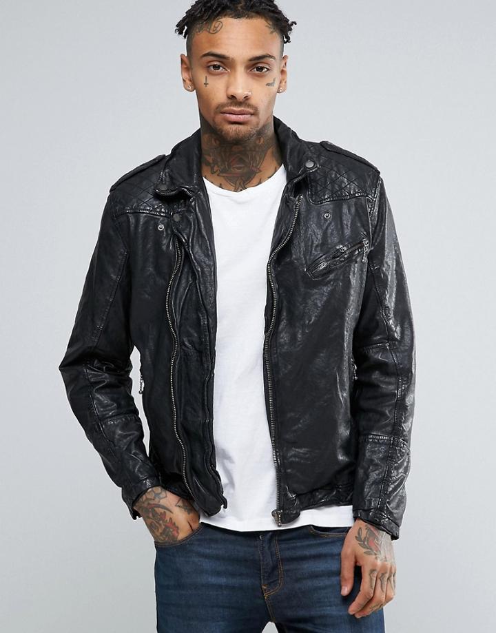 Pepe Godot Leather Biker Jacket - Black