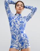 Cynthia Rowley China Blue Neoprene Wetsuit - Multi