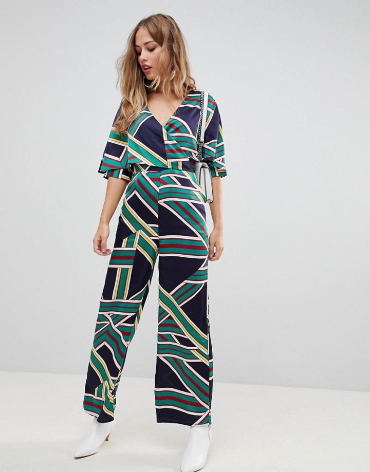 Liquorish Stripe Wide Leg Jumpsuit - Multi