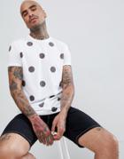 Asos Design T-shirt With Polka Dot Print - White