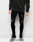 Reclaimed Vintage Super Skinny Jeans With Extreme Distressing - Black