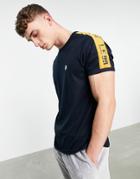 Le Breve Lounge T-shirt In Navy With Yellow Tape - Part Of A Set