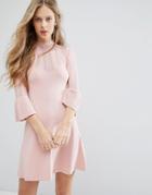 Miss Selfridge Pointelle Fluted Sleeve Dress - Pink