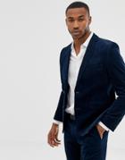 Harry Brown Deep Blue Corduroy Skinny Fit Jacket - Blue