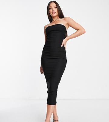 Vesper Tall Bandeau Midi Dress In Black