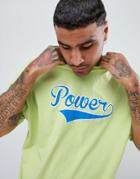 Asos Design Oversized T-shirt With Fearless Power Text Print - Green