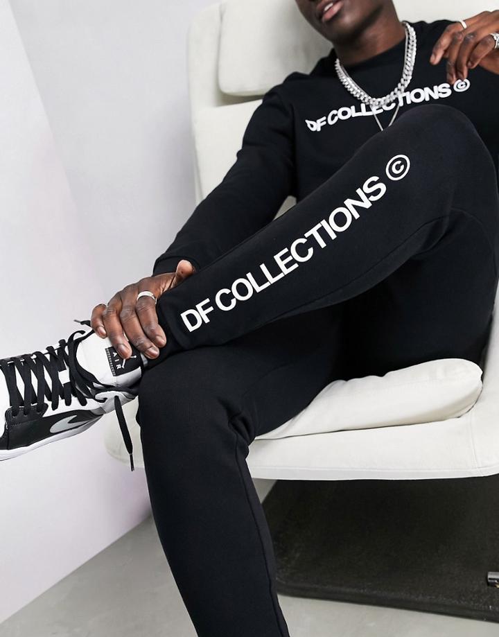 Asos Dark Future Skinny Sweatpants In Black With Logo Print - Part Of A Set