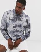 Asos Design Relaxed Long Sleeve T-shirt With Tie Dye Wash In Gray