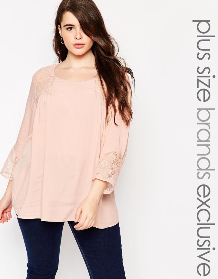 Junarose Lace Insert Blouse - Pink