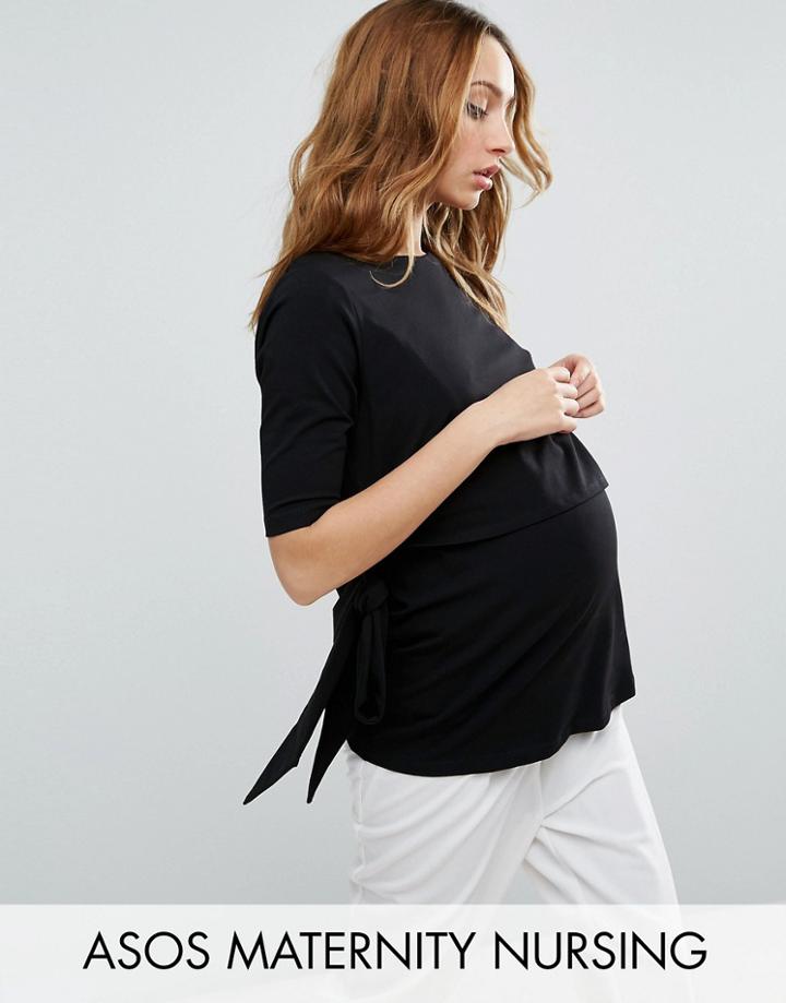 Asos Maternity Nursing Tie Side T-shirt - Black
