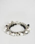 Lipsy Disc And Bead Bracelet - Silver