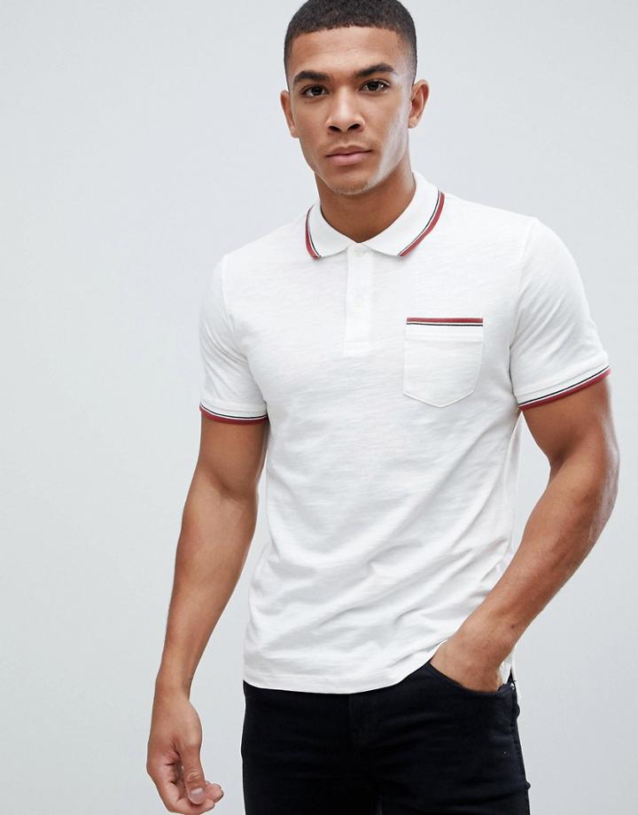 Jack & Jones Premium Pocket Polo With Collar Taping - White
