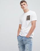 Only & Sons Leopard Print Pocket T-shirt - White