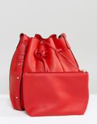 Amy Lynn Bucket Shoulder Bag With Pouch - Red
