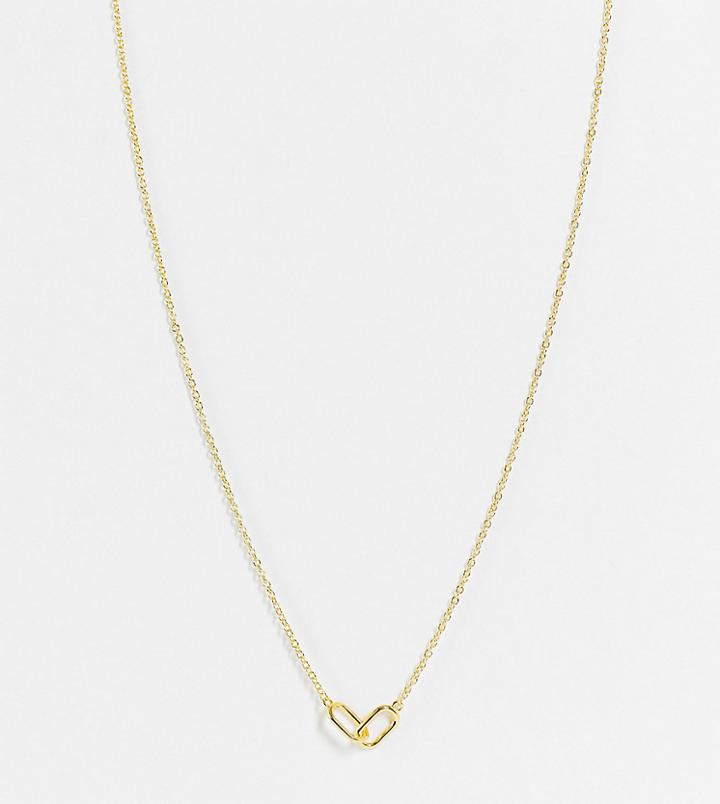Designb London Curve Necklace With Interlocking Pendant In Gold Plate