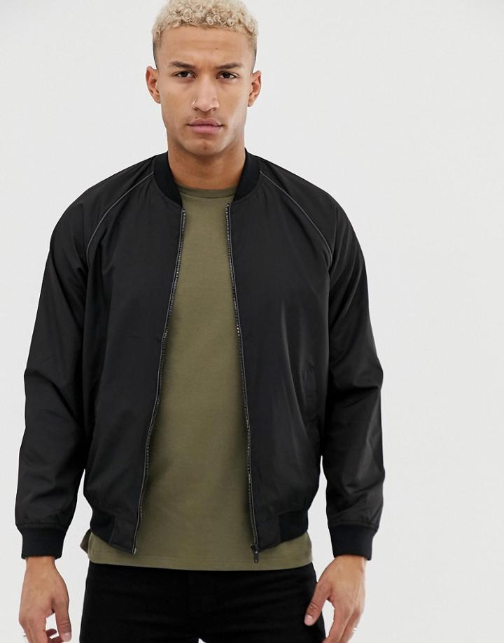 Bershka Bomber Jacket In Black - Black