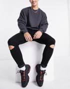 Don't Think Twice Spray On Ripped Jeans In Black