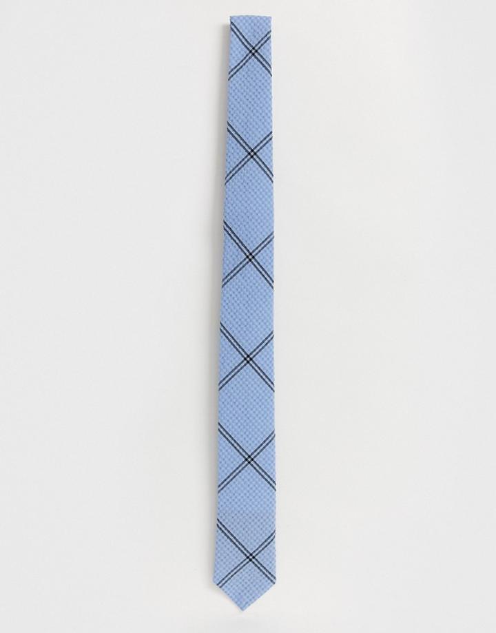 Twisted Tailor Tie In Light Blue Check - Blue