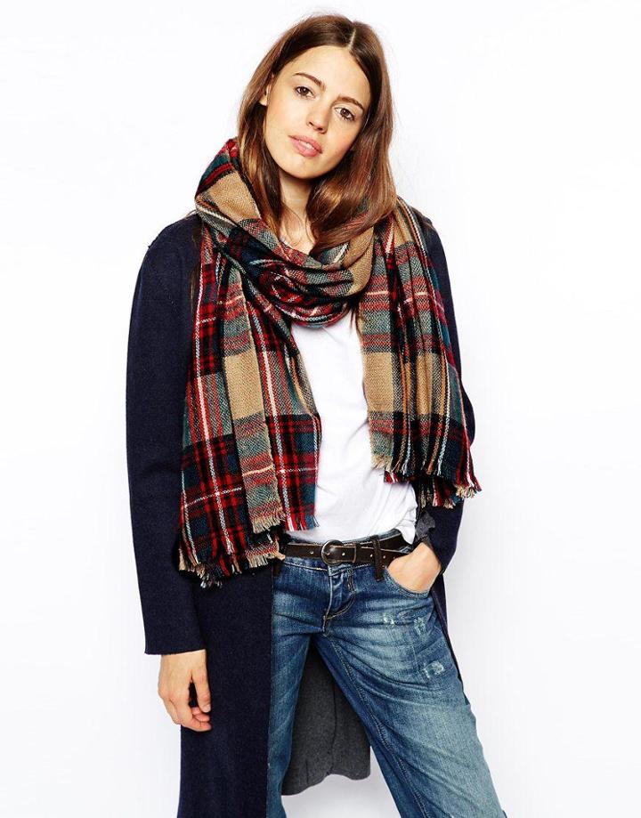 Asos Camel Check Scarf
