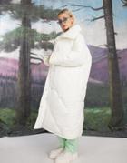 Asos Design Oversized Hero Quilted Maxi Coat In Cream-white