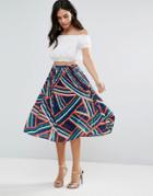 Liquorish Abstract Print Pleated Skirt - Multi