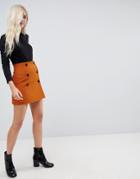Asos Double Breasted Mini Skirt - Brown