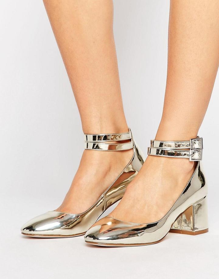 Asos Savoy Mid Block Heels - Gold