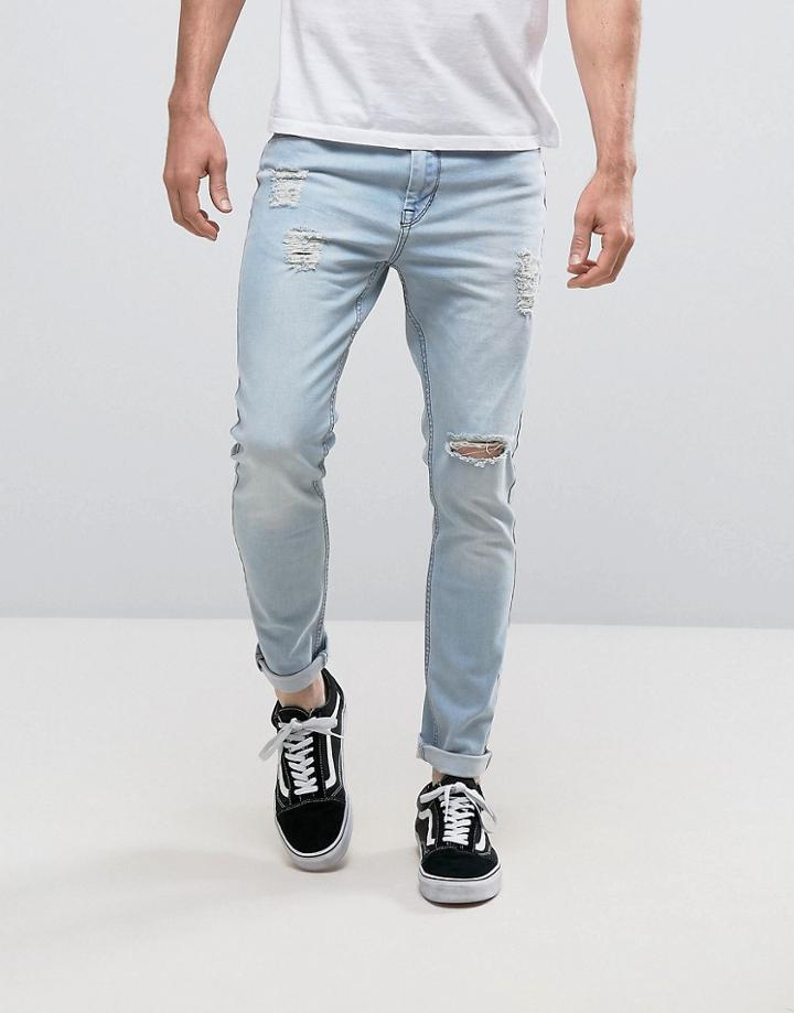 Kubban Skinny Fit Jeans In Light Wash - Blue