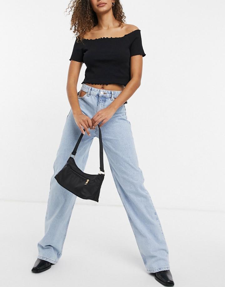 Pull & Bear Cut Out 90's Jeans In Blue-blues