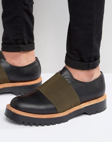 Asos Elastic Shoe In Black Leather Made In England - Black