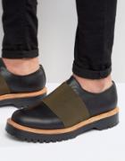 Asos Elastic Shoe In Black Leather Made In England - Black