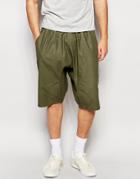 Asos Drop Crotch Shorts In Khaki - Khaki