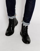 Asos Brogue Boots In Leather - Black