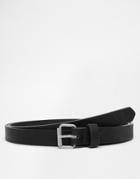Asos Super Skinny Belt In Black Faux Leather - Black