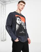 Topman Long Sleeve Oversized Fit T-shirt With The Lost Boys Print In Black