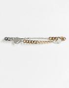 Topshop Alien Charm Chain Necklaces In Mixed Metals-multi
