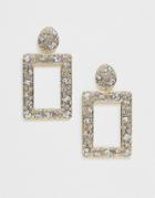 Asos Design Doorknocker Earrings With Crystal Embellishment In Gold Tone - Gold