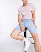Dtt Skinny Fit Denim Shorts In Light Blue-blues