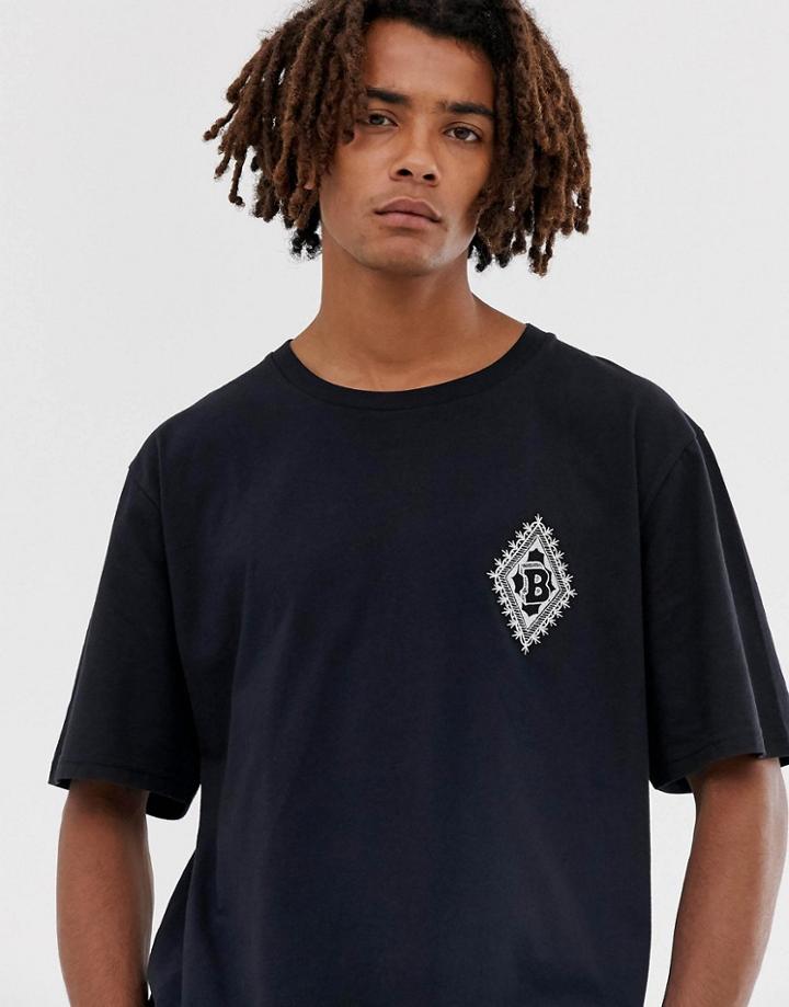 Brooklyn Supply Co Extreme Oversized T-shirt With Motif In Black - Black