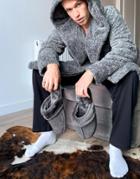 Asos Design Premium Sheepskin Slippers In Gray-grey
