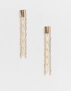 Asos Design Earrings With Open Link Metal And Resin Chain In Gold Tone - Gold