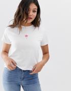 Asos Design Cropped T-shirt With Embroidered Palm - White