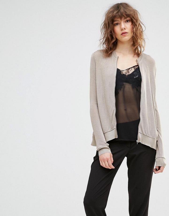 Mango Velour Bomber Jacket - Gold