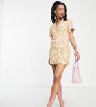 River Island Petite Abstract Floral Print Mini Tea Dress In Light Pink