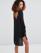 Vero Moda Shirt Dress With Slits And Keyhole Back - Black